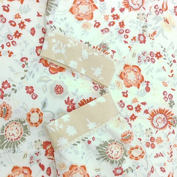 LOGO by Lori Goldstein Jacket  Collarless Floral Print Trim Snaps Lined Large - Picture 8 of 13